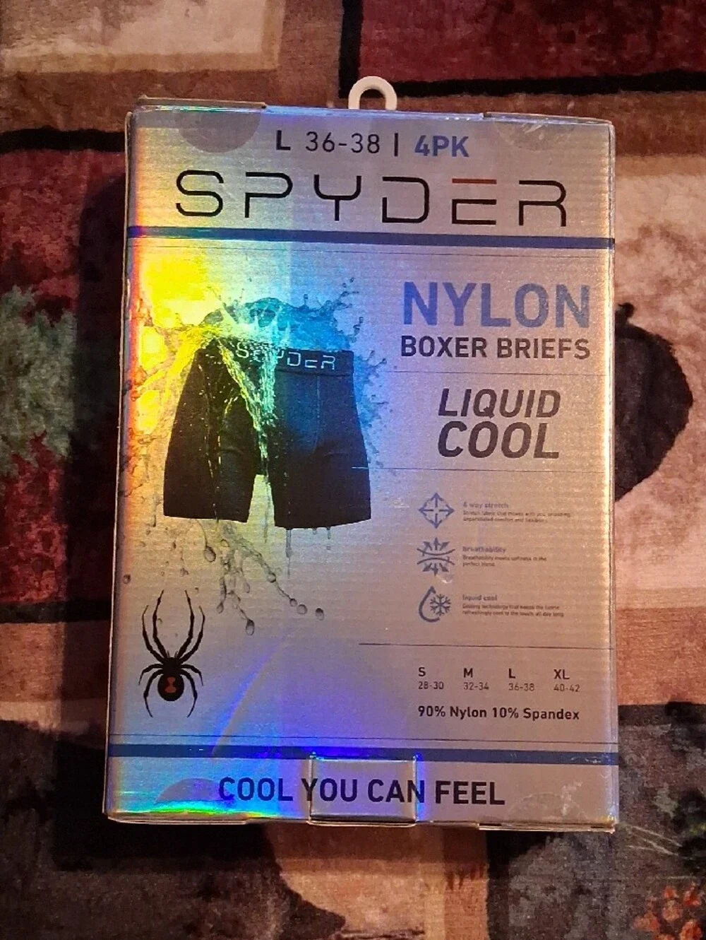 Spyder Men's 4-Pack Nylon Boxer Briefs - Black, Brown, Green